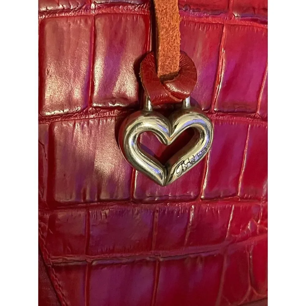 Brighton vintage red crocadile corazon mini bucket bag heart handle